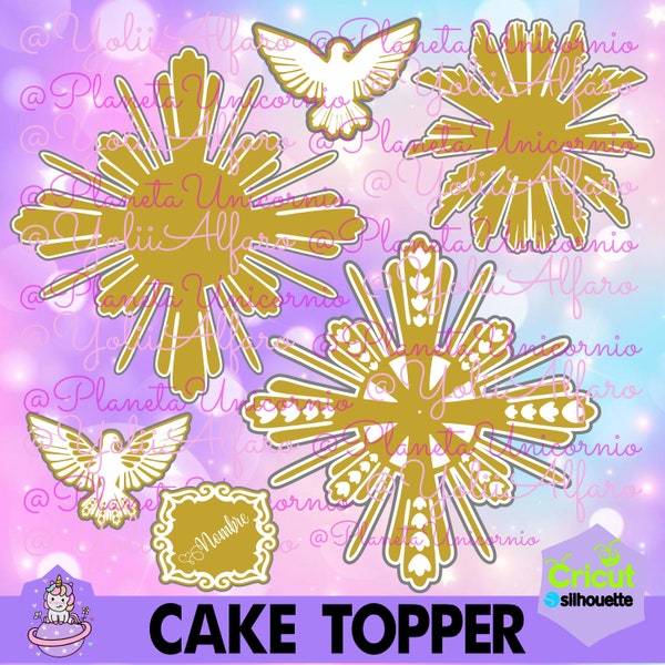 Cake topper Bautizo en svg, png, studio, dxf, cdr, jpg, ai.