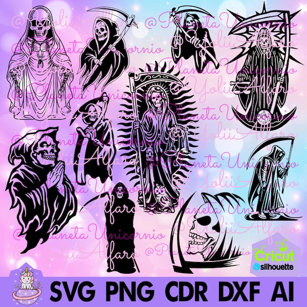 Santisima muerte model 2, white girl, holy death, scythe, holy death, white, calaca, skull in svg, png, studio, dxf, cdr, jpg, ai