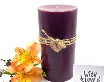 Dark Purple/Aubergine coloured scented  handmade Pillar Candle
