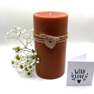 Burnt Orange scented handmade pillar candle