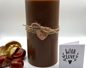 Chocolate Brown Handmade 5.5” tall scented pillar candle