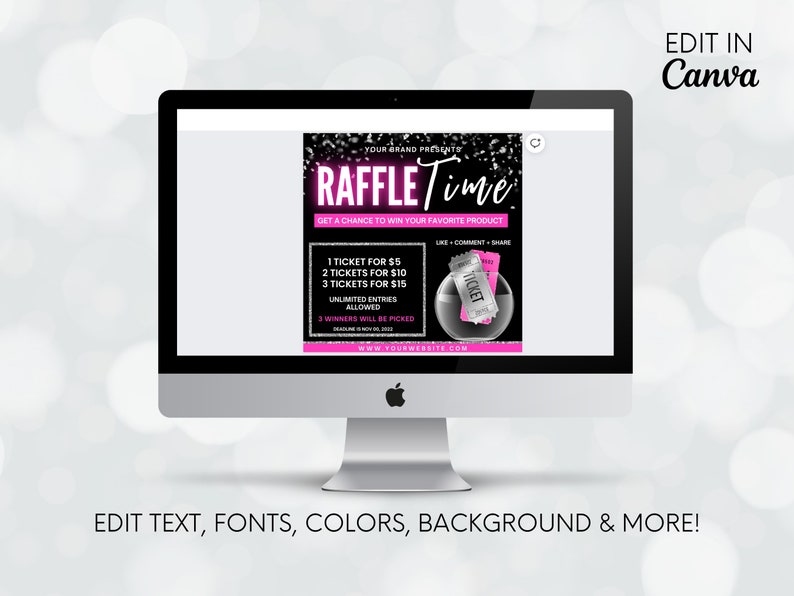 Raffle Flyer Raffle Template Raffle Time Flyer Giveaway Etsy Canada