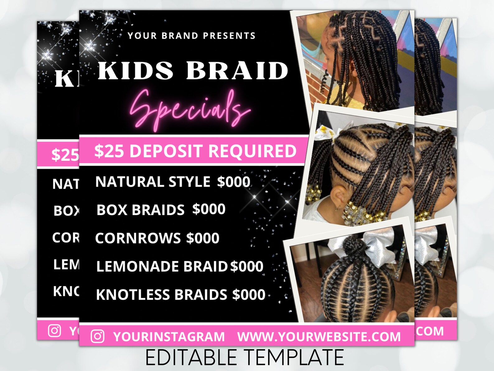 Braids Flyer Braid Special Flyer Hair Flyer Social Media Etsy