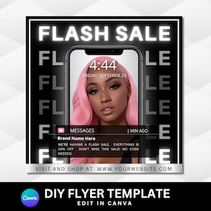 Flash Sale Flyer, Sale Flyer, Business Sale Flyer, DIY Sale Flyer, Boutique Flyer, Hair Nails Lashes Wigs Braids Makeup, Cosmetics Flyer