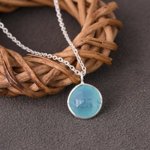 Exquisite Aqua Chalcedony Necklace, Blue Chain Adjustable Necklace, 925 Sterling Silver Jewelry, Anniversary Gift, Necklace For Her