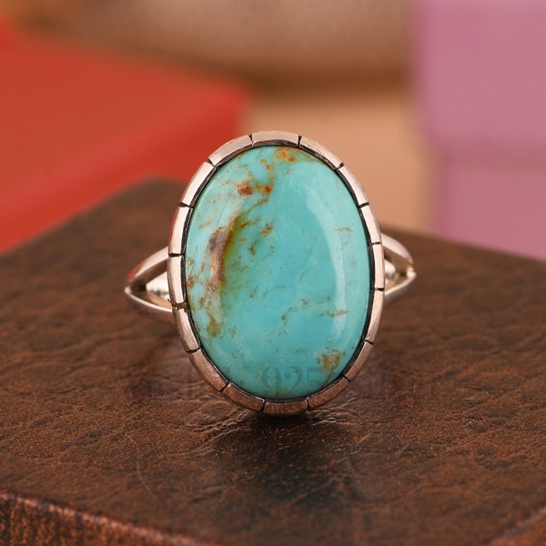 100% Natural Kingman Turquoise Ring, Gemstone Ring, Blue Stackable Ring, 925 Sterling Silver Jewelry, Birthday Gift, Ring For Best Friend