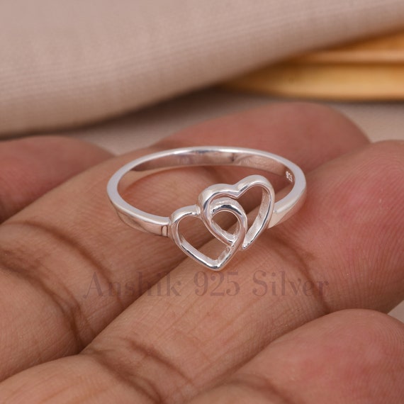 指輪・リング Heart Symbol Ring (Antique Silver, Matte) [SIZE.2] Vintage Ring Sterling Silver Band of Hearts Signed ATI 925