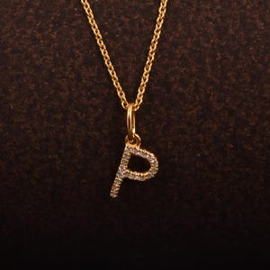 P Alphabet Halskette - 14K Solid Gold Pendent - Diamant Charme Geschenk für die Liebe - Schöner handgemachter Schmuck - Initial Halskette für alle.