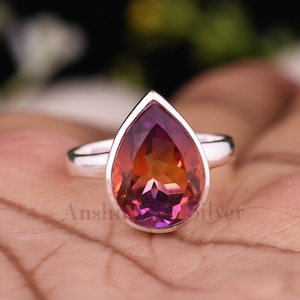 Ametrine Ring, Bio Color Ametrine Ring, 925 Sterling Silver Ring, Ametrine Silver Ring, Bio Color Ring, Handmade Ametrine Ring, Gift For Her