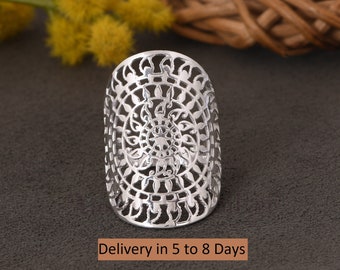 Anillo Mandala de plata de ley 925, anillo de plata de ley, anillo Mandala, anillo de apilamiento, anillo apilable, anillo minimalista, anillo de plata para ella.