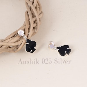Pendientes de espada de ónix negro, pendientes de corazón de plata de ley 925, joyería de naipes góticos, pendientes hechos a mano, hermoso regalo para mamá.