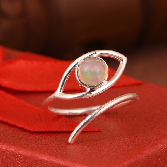 Ethiopian Opal Gemstone Ring Opal Eye Ring 925 Sterling Silver