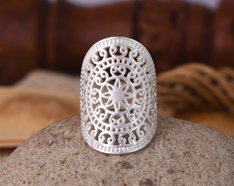 Bague mandala en argent sterling 925, bague en argent sterling, bague mandala, bague à superposer, bague à superposer, bague minimaliste, bague en argent pour elle.