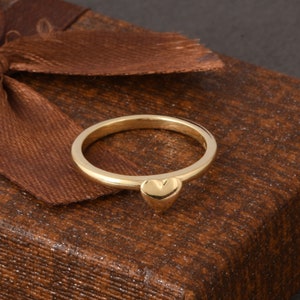 14k Solid Gold Herz Ring - Handgemachter Liebe Herz Ring - Minimalistischer Ring - Statement Ring - Gold Versprechen Ring - Bestes Geschenk für Jubiläum