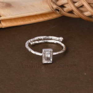 Crystal Quartz Ring, Clear Quartz Ring, Stacking Ring, Stackable Ring, 925 Sterling Silver Crystal Quartz Ring, Engagement Ring For Women.