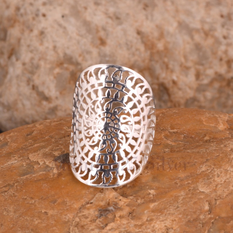 925 Sterling Silver Mandala Ring, Sterling Silver Ring, Mandala Ring, Stacking Ring, Stackable Ring, Minimalist Ring, Silver Ring For Her. image 7