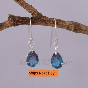 Alexandrite Earrings, Color Changing Gemstone Earrings, 925 Sterling Silver Earrings, June Birthstone Earrings, Silver Jewelry For Women.