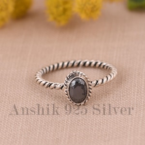 100% Genuine Hematite Ring, Oxidized Plated Gemstone Ring, Black Band Ring, 925 Sterling Silver Jewelry, Anniversary Gift, Ring For Her