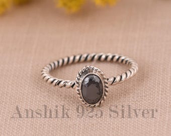 100% Genuine Hematite Ring, Oxidized Plated Gemstone Ring, Black Band Ring, 925 Sterling Silver Jewelry, Anniversary Gift, Ring For Her
