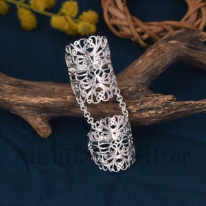 Simple Designer Ring, Full Finger Ring, 925 Silver Handmade Long Midi Finger Ring, Splint Knuckle Ring, Designer Filigree Ring For Her.