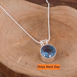 Bezel Bio Alexandrite Doublet Quartz Necklace - 925 Sterling Silver Necklace - Beautiful Handmade Necklace - Gift Jewelry For Anniversary.