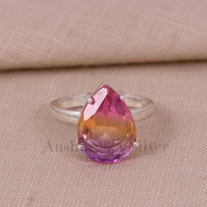 Ametrine Ring, Bio Color Ametrine Ring, 925 Sterling Silver Ring, Ametrine Silver Ring, Bio Color Ring, Handmade Ametrine Ring For Birthday.