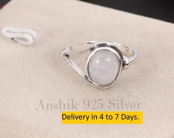 Elegant Moonstone Ring, Gemstone Ring, White Statement Ring, 925 Sterling Silver Jewelry, Birthday Gift, Ring For Love