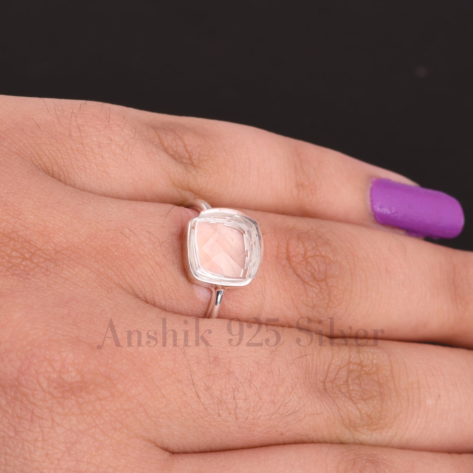 Crystal Quartz Ring Clear Quartz Ring Stacking Ring Etsy