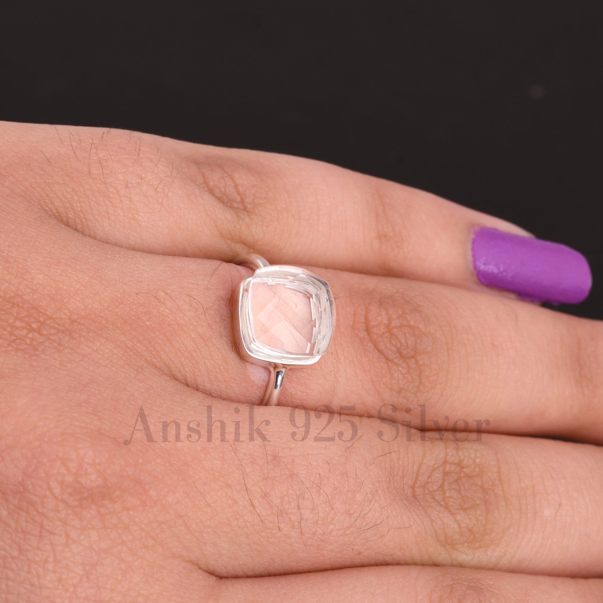 Crystal Quartz Ring Clear Quartz Ring Stacking Ring Etsy