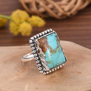 100% Genuine Kingman Turquoise Ring - Gemstone Ring - Blue Cocktail ...