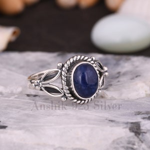 Lapis Lazuli Ring, lapis Lazuli Gemstone Ring, 925 Sterling Silver Ring, Leaf band Ring, Vintage Art Deco Handmade Silver Ring, For Mother.