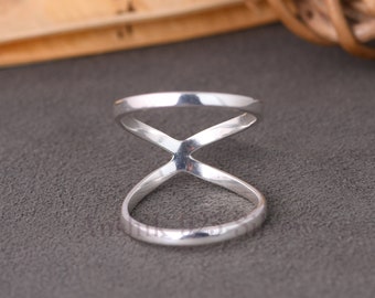 925 Sterling Silver, Designer Ring (both rings) , Splint Knuckle Ring, Thumb Ring, Woman ring ,Silver Ring for Women, Simple Midi Ring