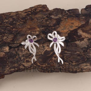 Amethyst Round Cut Gemstone Earrings -  Beautiful Minimalist Earrings - Amethyst Stud Jewelry - 925 Sterling Silver Earrings - Gift For Her.