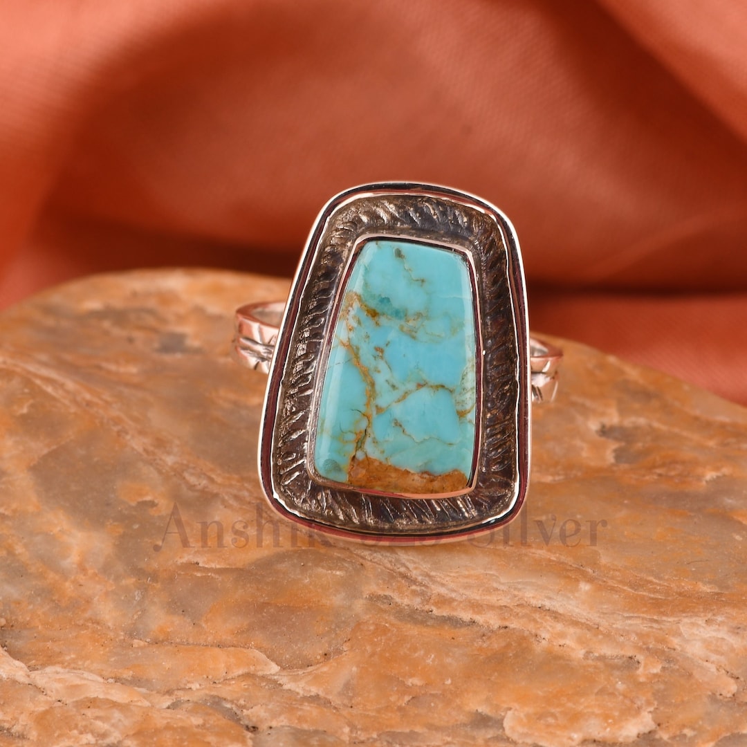 LRGKMCWTOB Anillo De Plata 925, Joyería Bohemia, Anillo De Esmeralda, De Plata, Bohemio, Turquesa, Para Mujer, Con Piedras Preciosas Ovaladas, Joyería Bohemia, Anillo De Plata De Ley Vintage, Anillos De Piedra
