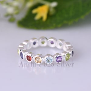 Multi Gemstone Ring, Dainty Birthstone Ring , Mothers Ring, Minimal Ring , Family Birthstone Ring, Pinky Ring, Gift Jewelry For Her.