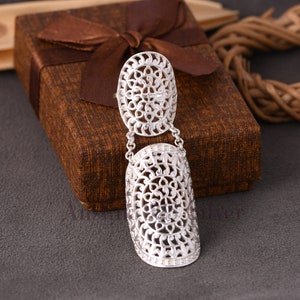 Designer Mandala ring - Arthritis Ring - Unique Full Finger Ring - Handmade 925 Sterling Silver Ring - Designer Filigree Ring For Her.