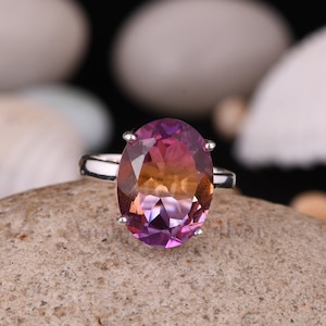 Ametrine Ring, Bio Color Ametrine Ring, 925 Sterling Silver Ring, Ametrine Silver Ring, Bio Color Ring, Handmade Ametrine Ring, For Mother.