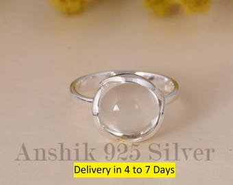 Genuine Clear Crystal Quartz Ring / 925 Sterling Silver Ring /Statement Ring / Every Day Ring / Next Day Dispatch / Ring For Best Friend.