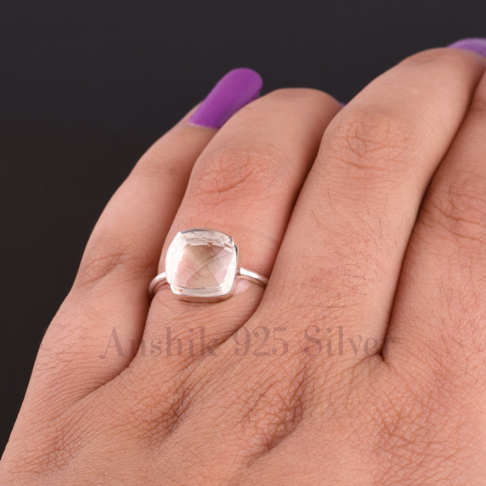 Crystal Quartz Ring Clear Quartz Ring Stacking Ring Etsy