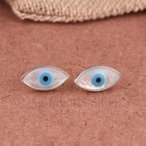 Beautiful Evil Eye Stud Earrings, 925 Sterling Silver Earrings, Unique Eye Earrings, Push Back Eye Jewelry, Gifted Jewelry For Anniversary.