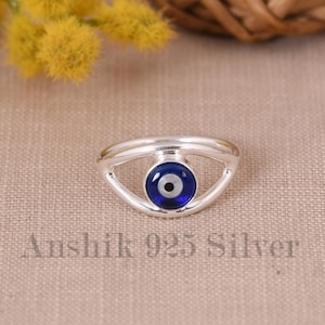 Il miglior anello minuscolo contro il malocchio, gioielli minimalisti contro il malocchio, anello portafortuna, anello in argento sterling 925, anello con occhio importante per il compleanno.