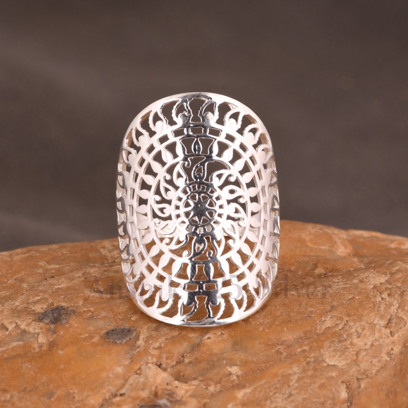 925 Sterling Silver Mandala Ring, Sterling Silver Ring, Mandala Ring, Stacking Ring, Stackable Ring, Minimalist Ring, Silver Ring For Her. image 2