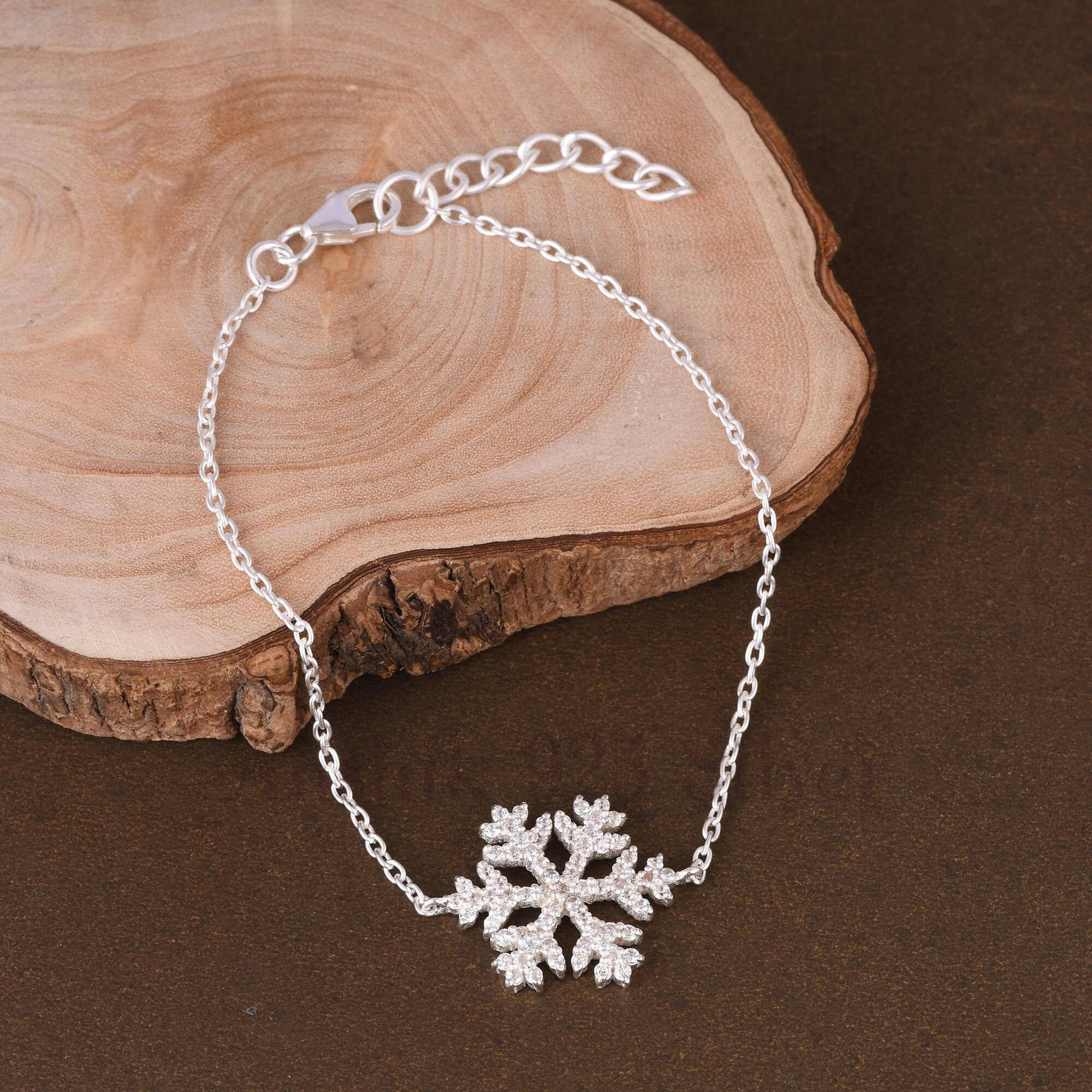 FGT Ciondolo a forma di fiocco di neve, compatibile con braccialetti Pandora Moments con zirconia cubica, Misura unica, Rame, Nessuna pietra preziosa