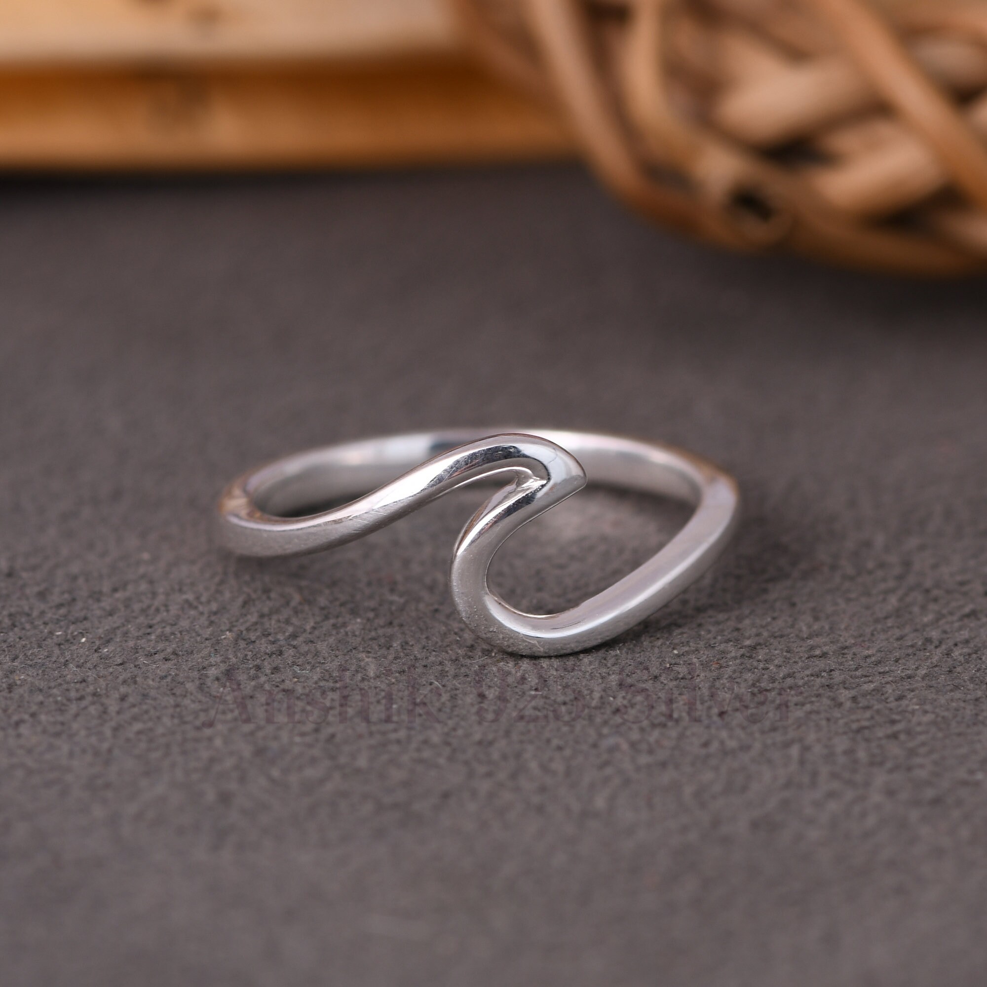 925 Sterling Silver Ring- Trendy Nautical Wave Ring- Ocean Sea 