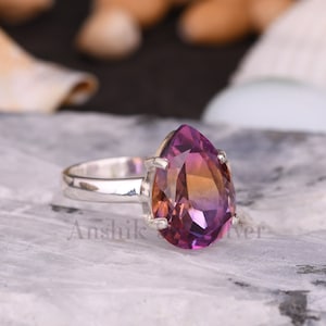 Ametrine Ring, Bio Color Ametrine Ring, 925 Sterling Silver Ring, Ametrine Silver Ring, Bio Color Ring, Handmade Ametrine Ring For Birthday.