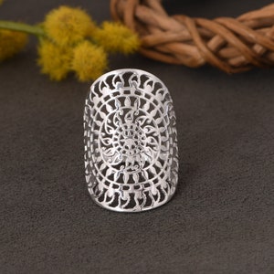 925 Sterling Silver Mandala Ring, Sterling Silver Ring, Mandala Ring, Stacking Ring, Stackable Ring, Minimalist Ring, Silver Ring For Her.