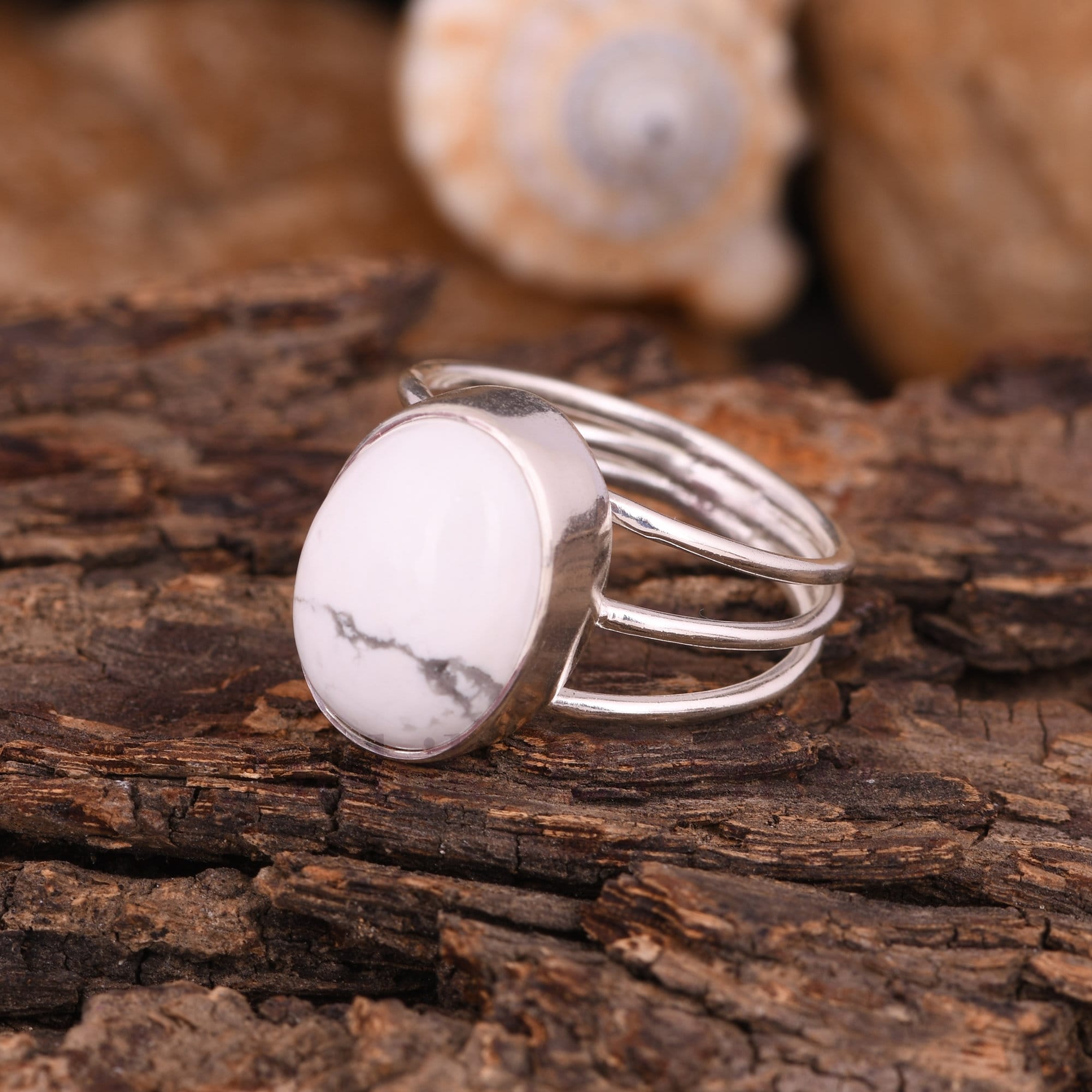 Bague En Argent 925 Avec Malachite Naturelle - 24x19 Mm - Taille 57 - Fait Main France