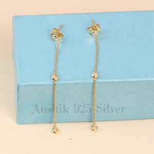 Delicate Diamond Earrings - 14K Yellow Gold Earrings - Beautiful Handmade Earrings - Bezel Set Diamond Earrings - Surprise Gift For Birthday