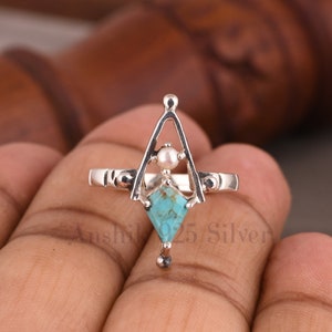 Kite Kingman Turquoise Ring - Beautiful Minimalist Pearl Kite ...
