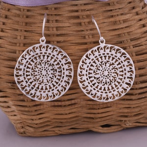 Bohemian earrings, mandala earrings, boho earrings, dangle drop earrings, ethnic earrings, Unique jewelry, filigree earrings, gift for her